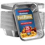 25 Pack Aluminum Pans Disposable 9x13 Baking Pan Chafing Trays with Lids, Half Size Oven Steam Table Tin Foil Pans with Covers, Extra Heavy Duty Foil Pans for Heating, Roasting, Cooking, Storing Food