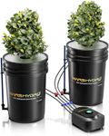 MARS HYDRO DWC Hydroponics Grow System 5 Gallon Deep Water Culture with 8W Air Pump, Multi-Purpose Air Hose, Air Stone, 2 Buckets and Top Drip Kit