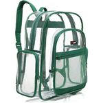 MGgear Transparent PVC Book Bag, Clear Kids School Backpack, Green Trim
