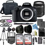 Canon EOS 2000D / Rebel T7 Digital DSLR Camera Body with 24.1MP CMOS Sensor with 18-55mm Lens + 2 Pcs SanDisk 64GB Memory Card + Camera Bag + Accessories Bundle (18-55mm+64GB)