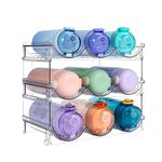 Sbosbo Water Bottle Organizer, Stackable Bottle Storage Rack, 3 Pack Water Bottle Holder for Kitchen Fridge Cabinet Organization and Storage, Plastic Wine Rack/Drink Bottle Holder