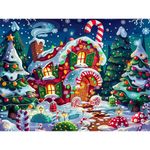 Christmas Candy House Paint by Numbers Adult Kit-Adult Paint by Numbers Winter Snowy Landscape,Xmas Scenery Paint by Number Perfect for Home Wall Decor 16x20inch(40x50cm)