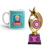 Family Shoping Grandfather Birthday Gifts Best Dadu Ever Printed Ceramic Coffee Mug with Trophy Combo Hamper for Fathers Day Special