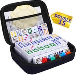 Doreimi Mexican Train Dominoes Set Double 15,Mexican Train Game 15 with 136 Colored Tiles,Dot Dominos Set for Adults Family Board Games with Lightweight EVA Case Portable for Travel Camping