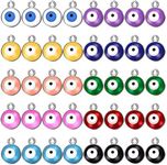 80 Pieces Alloy Evil Eye Charms Double-Sided Evil Eye Charm Round Evil Eye Pendant Colorful Enamel Eye Charm for DIY Jewelry Earring Necklace Craft Making, 10 Colors (Silver Base)