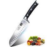 SHAN ZU Kitchen Knife, Professional Santoku Chef Knives with 18 cm High Carbon German Stainless Steel Blade Kitchen Knife with Ergonomic Handle