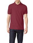 Fruit of the Loom Men's Premium Short Sleeve Polo Shirt, Burgundy, Large