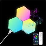 OJQ 8 Pack Hexagon Wall Light LED Panel - Smart APP RGB Hexagonal Modular Gaming Light Music with Sync Honeycomb Shape Panels Hexagon Lights for Bedroom Children Room