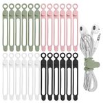 Nearockle 24Pcs Silicone Cable Straps Wire Organizer for Earphone, Phone Charger, Mouse, Audio, Computer, Reusable Cable Ties Cord Organizer in Home, Office, Kitchen, School (4 Colors-14.99)