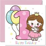 1st Birthday Card Girl - Magical Fairy Birthday Card - Happy Birthday Card 1 Year Old Girl, Girls Birthday Cards for Her, 145mm x 145mm Greeting Card for Daughter Niece Granddaughter Kid Children