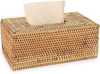 BSTKEY Rectangular Rattan Woven Tissue Paper Cover, Household Decorative Tissue Holder Cover Napkin Dispenser Organizer, Facial Tissue Box Cover for Home Office