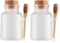 TIANZD 2 Pack 500ml Matte Plastic Bath Salt Storage Jars with Cork and Wooden Spoon Empty Kitchen Storage Container for Bath Salt Scrub Mask