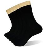 100% Cotton Dress Socks for Men All Black Pack of 5 All-season