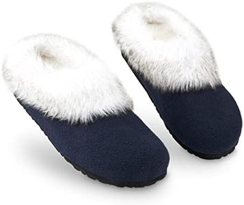 DUNLOP Pantofole Donna, Ciabatte Pelose Donna Invernali da Casa Antiscivolo con Suola in Gomma (39 EU, Navy, numeric_39)
