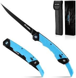 FLISSA 6.5" Folding Fillet Knife with Sheath, Fishing Knife, Razor Sharp & flexible Blade, Non-Slip Foldable Grips, Great for Fish Cleaning, Filleting, Deboning, Slicing