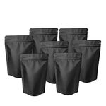 Alibasics 100 Pcs Matte Black Mylar Bags Stand up Pouches Smell Proof Resealable Zipper zip lock bags, Heat-Sealable Aluminum Foil Bags, 14x20cm / 5.5x7.8 Inch