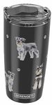 Schnauzer SERENGETI 16 Oz. Stainless Steel, Vacuum Insulated Tumbler with Spill Proof Lid - 3D Print - Insulated Travel mug for Hot or Cold Drinks (Schnauzer Tumbler)