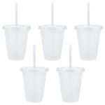 5 Pcs Reusable Plastic Cup Drinkware Tumblers Acrylic Cups Tumblers with Lids and Straws Plastic Bulk Iced Plastic Cold Water Tumblers Iced Coffee Cups Travel Mug Party Tumbler