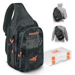 KastKing Pond Hopper Fishing Sling Tackle Storage Bag with （2） Tackle Boxes–Lightweight Sling Fishing Backpack-Sling Tool Bag for Fishing Hiking Hunting Camping,17.7X 12.6X 6 Inches,