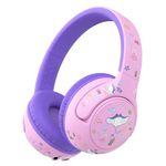 iClever BTH27 Toddler Headphones for 2+ Year Old-CPC Certified, 75/80dBA Safe Volume Limited, 74H Playtime, Bluetooth 5.4, BPA Free, Kids Bluetooth Headphones Aux Cord for Travel iPad, Purple