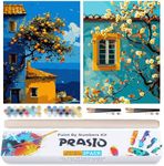 PRASIO 2 Pack Paint by Numbers Kit for Adults Beginner, Landscape Adult Paint by Number Kits, DIY Acrylic Paint by Numbers Kit for Adults Canvas for Home Decor Gift 12x16 Inch