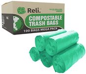 Reli. Compostable 16-25 Gallon Trash Bags (100 Count Bulk) Biodegradable Compost Trash Bags 16 Gallon - 20 Gallon - 25 Gallon, Green, Eco-Friendly, Decompostable Garbage Bags (16-25 Gal)