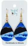 Blue Agate Pattern Wood Earrings De