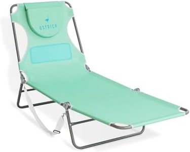 Ostrich Outdoor Lightweight Folding Adjustable Reclining Ladies Mens Comfort Chaise Lounge Beach Chair for Tanning Pool Lake Patio Lawn Camping, Teal