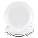 HSDT Melamine Restaurant Plates White 11 Inch Wide Side Flat Bottom Deep Round Dinner Plates Salad Plates Lunch Plates Durable and Easy to Clean Set of 6,PYW-11-06