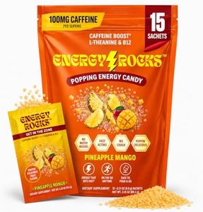 Candy Crystals Energy Packets, Energy Booster, Pre-Workout Energy Packets, No Water Needed, Supports Focus, Mood, and Clarity (15 Sachets, Pineapple Mango)