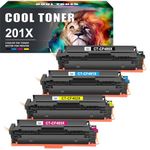 Cool Toner Compatible for HP M277dw Toner 201X 201A Color LaserJet Pro MFP M252dw M277n M277c6 M274n M252n CF400X CF401X CF402X CF403X (Black Cyan Yellow Magenta 4-Pack)