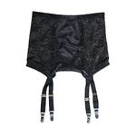 TVRtyle High Waist Vintage Lace Metal Clips Sexy Garter Belt for Stockings S503 (Black, 2X-Large)