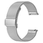 BISONSTRAP Woven Metal Watch Band for Women and Men, 316L Stainless Steel Mesh Watch Strap, 20mm, Silver