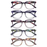 ZONLON 5 Pack Reading Glasses for Women - Anti Blue Light Blocking with Spring Hinges(5 Multicolor C2, 2.00, multiplier_x)