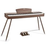 Donner DDP-80 Digital Piano Keyboard 88 Keys Weighted, Hammer Action II, Home Electric Piano Full Size with Stand, Triple Pedal, MIDI Connecting and Headphone Interface, Walnut Wood Color