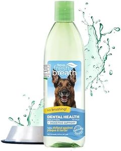 TropiClean Fresh Breath No Brushing Teeth Cleaning Dental Health Water Additive Solution plus Digestive Support For Dogs 473mL