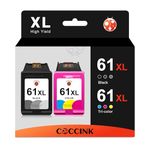 COCCINK 61XL Ink Cartridge for HP Ink 61 XL Envy 4500 5530 4502 4501 5531 Officejet 4630 4635 Deskjet 3050 3510 2541 2540 2512 2510 1510 1055 Printer for hp 61 Ink Cartridge Black and Colour