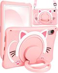 SurgeCraft for iPad Mini 6 Case 8.3 Inch Cute Cat Girls Cover Kawaii Girly Women with Strap and Handle Stand, Soft Silicone Covers for Apple iPad Mini 6th Generation Cases