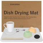 Esmorah Stone Dish Drying Mat for Kitchen Counter with Absorbent Stone Coaster- Quick Drying Diatomaceous Earth Sink Tray, All Natural, Super Absorbent, Heat Resistant, Non-Slip, 16x12 Inch - White