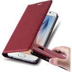 cadorabo Book Case works with Samsung Galaxy S6 in APPLE RED - with Magnetic Closure, Stand Function and Card Slot - Wallet Etui Cover Pouch PU Leather Flip