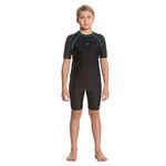 Speedo Boy's Short Sleeve Suntop - Black & Pool