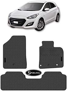 Sperling Custom Moulded Front & Rear Rubber Car Floor Mats Compatible with Hyundai i30 (GD) Hatch 2012-2017