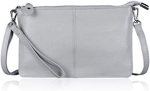 befen Leather Wristlet Clutch Wallet Purses Small Crossbody Bags for Women with RFID Card Slots (Neutral Gray)
