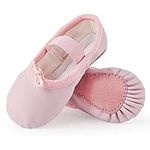 EASTBUDDY Ballet Shoes Leather Ballet Flats Full Sole Dance Slippers for Girls Toddlers Women Pink 11 Little Kid