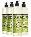 Mrs. Meyer's Clean Day Dish Soap, Cruelty Free and Biodegradable Dishwashing Liquid, Lemon Verbena Scent, 473 ml Bottles - 4 Pack