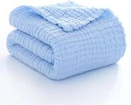 Kassy Pop Baby Muslin Cotton Bath Towel Cum Baby Swaddler l Extra Soft Towels for New Born Baby 0 to 3 Years l Organic Cotton wash towel-105 X 105 cm - Blue