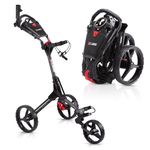 Cube CART 3 Wheel Push Pull Golf CART - Two Step Open/Close - Smallest Folding Lightweight Golf CART in The World - Choose Color! (Charcoal/Black)