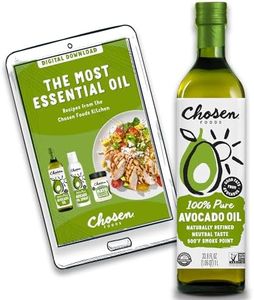 Chosen Foods 100% Pure Avocado Oil, Keto and Paleo Diet Friendly, Kosher Oil for Baking, High-Heat Cooking, Frying, Homemade Sauces, Dressings and Marinades (1lt + Digital Recipe Book)