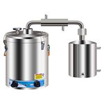 hzexun 40-60L DIY Home Moonshine Still Alembic Spirits Alcohol Essential Oil Water Distiller 304 Stainless Steel Wine Making Kit (40L)