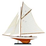 NAUTIMALL 25" Wooden Sailboat Model Classic Columbia America's Cup Ship Nautical Yacht Sailboat Decor